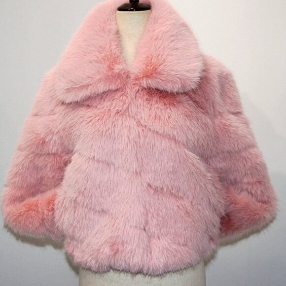 Avec Les Filles Luxurious Cropped Paneled Faux-Fur Coat in Blush sz XS $285 - Picture 10 of 16